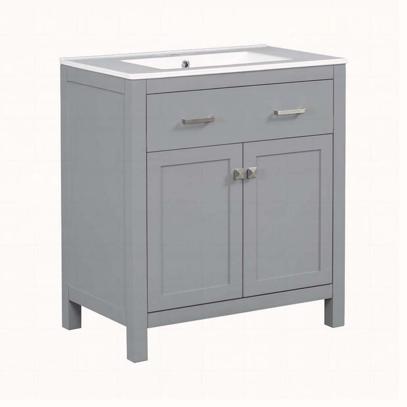 Meuble-lavabo 30 po avec lavabo en céramique, Gris