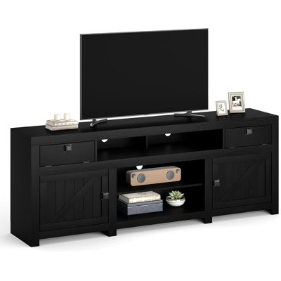 Farmhouse TV Stand for Tv Up to 80 Inches, Long Entertainment Center with 4 Storage Drawers & 3 Open Shelf, Television Consoles Stands for Living Room by 17 Stories