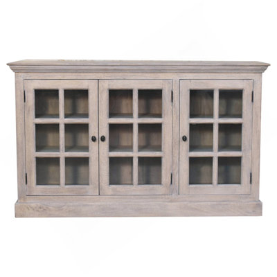Wood Stone Wash Triple Glazed Cabinet, Beige