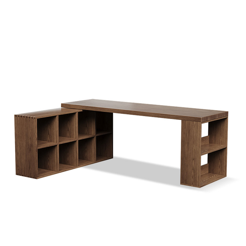 Bureau rectangulaire en bois massif brun noisette, H 29,53 po x l 86,61 po x P 55,12 po