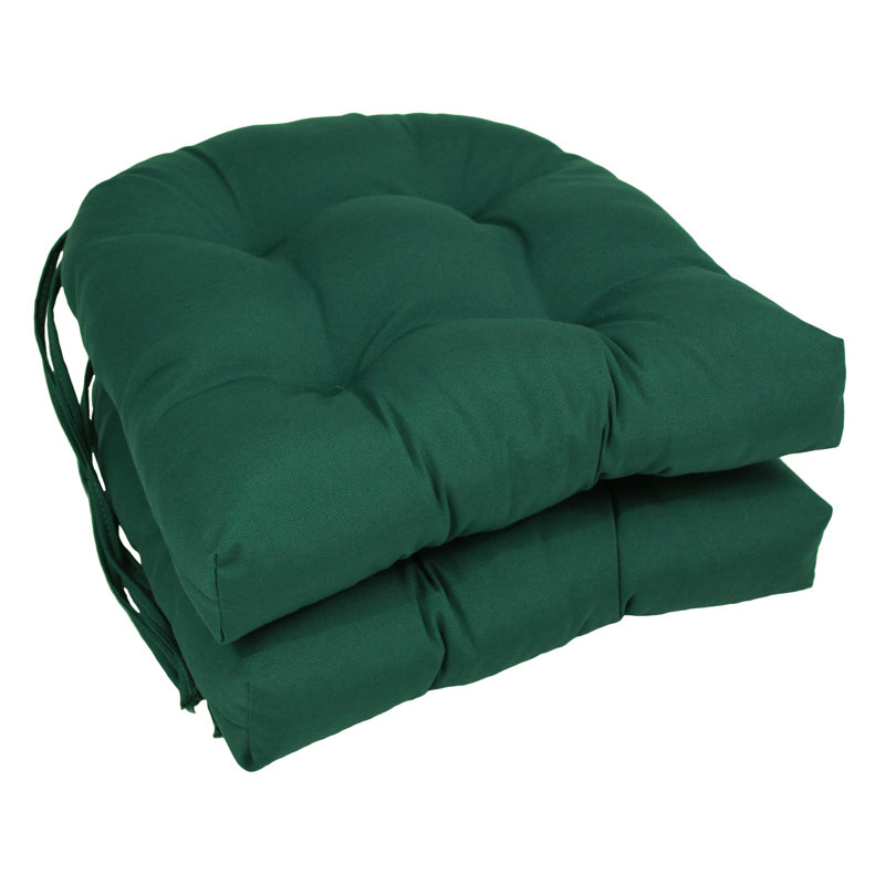 16-inch Indoor Dining Chair Cushion, Forrest Green Velvet