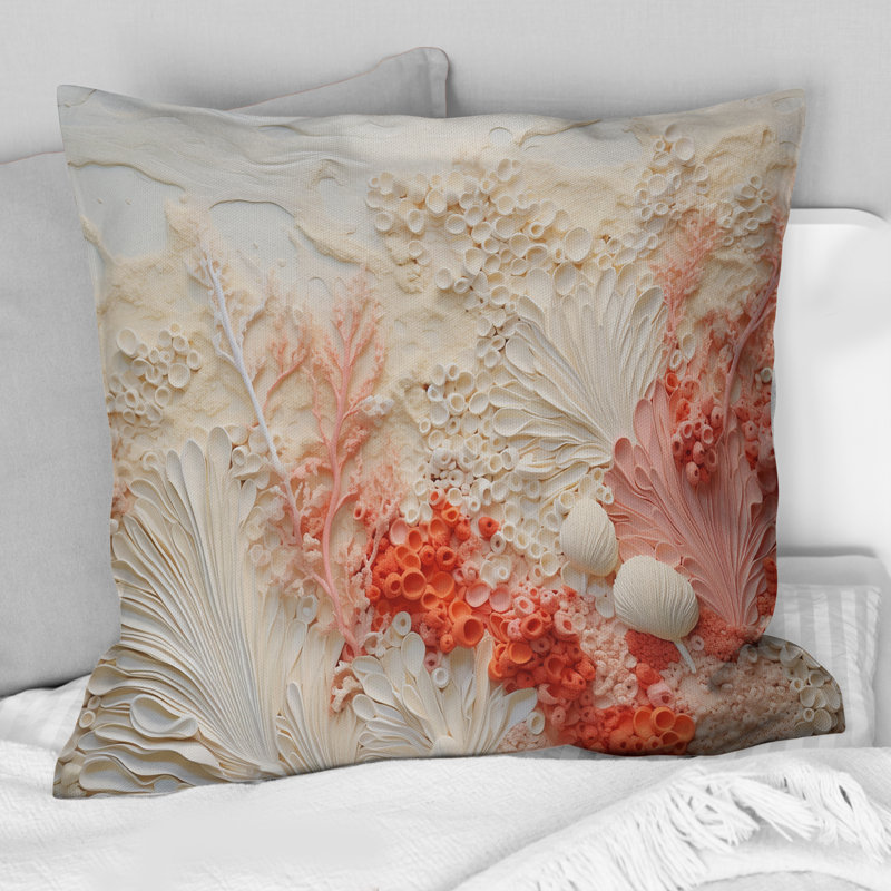 Coussin rose et blanc Coastal Coral Collage V - Coastal Coral Under Water
