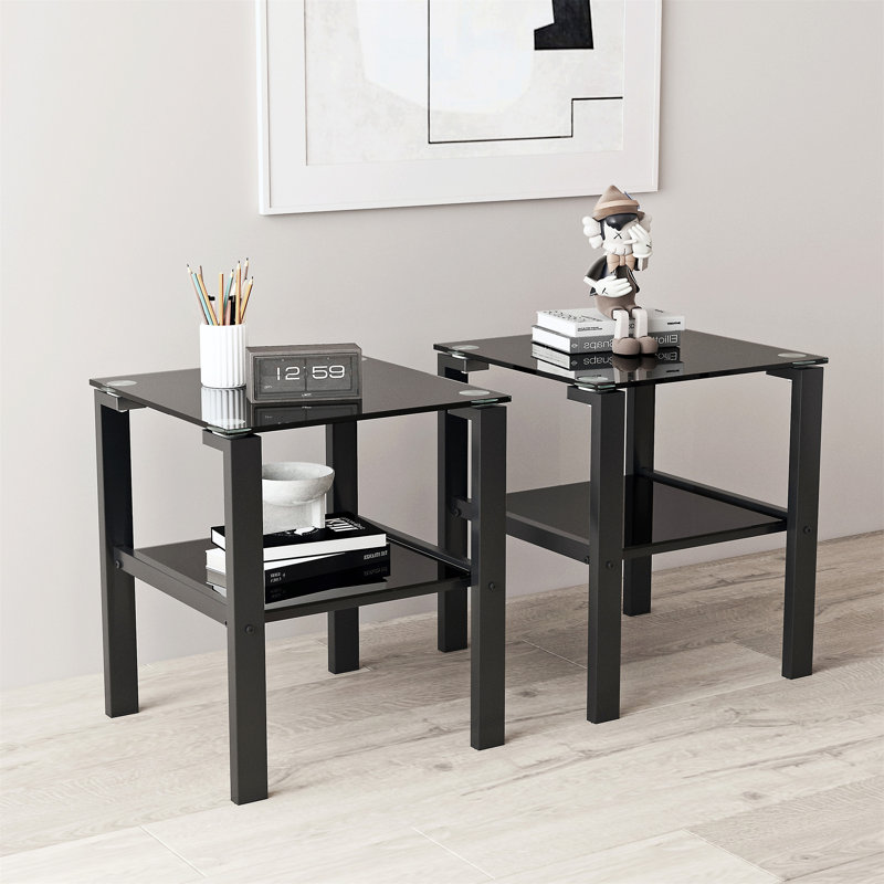 Ensemble de 2 tables basses, Noir, Noir