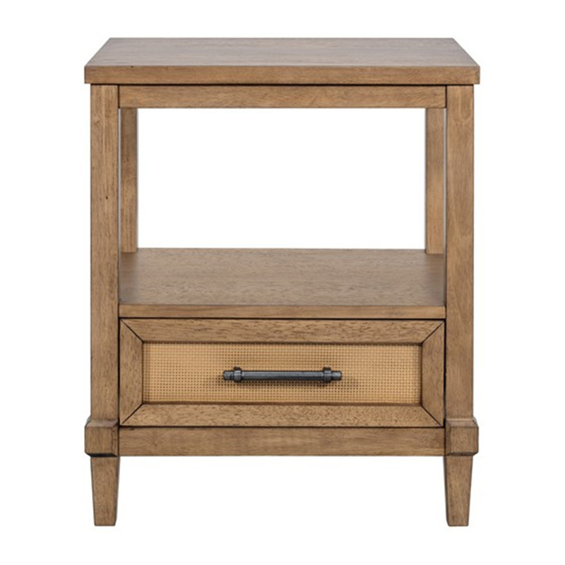 Charmante table de chevet en canne tissée avec rangement spacieux et fabrication robuste