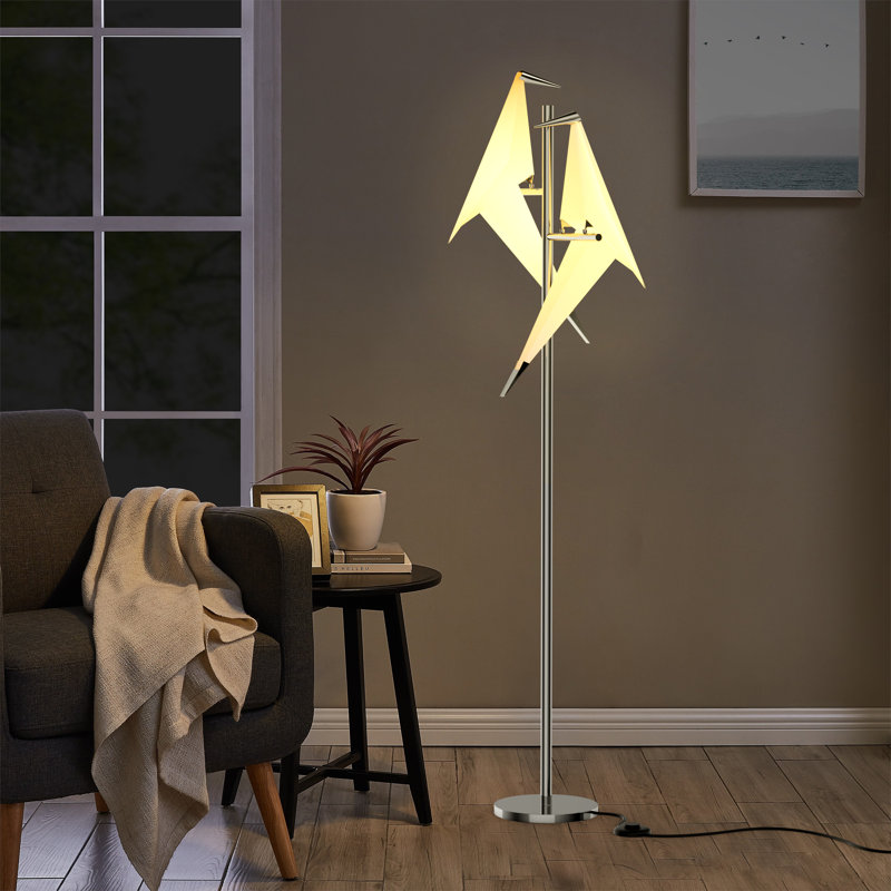  68.9" 2-Bird Silver LED Novelty Floor Lamp with Outlet