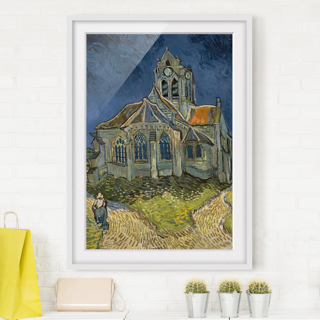 Gerahmtes Papierbild Kirche Auvers-sur-Oise von Vincent van Gogh