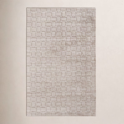 Shanta Beige Hand-Woven Geometric Viscose Rug