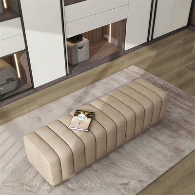 Leather Match Upholstered Bench