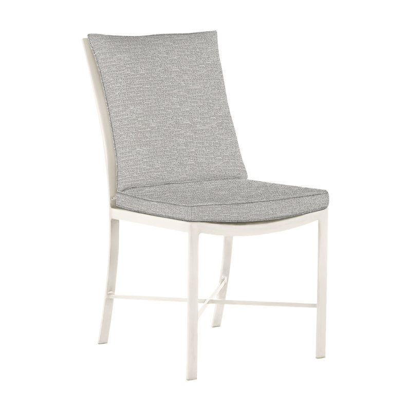 Monaco Patio Dining Side Chair with Cushions, Slate Gray, Tweed Toffee, Welt