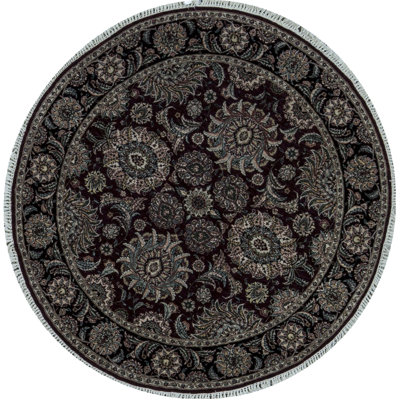 Wool Oriental Area Rug in Wine/Black