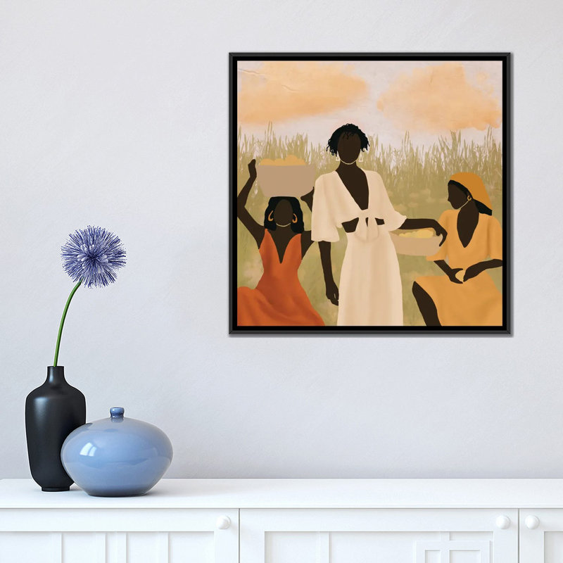 Reproduction d'art graphique sur toile, "Lemon cueillette" par Sarah Dahir, Toile avec cadre noir