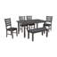 Dining Room Table and Chairs with Bench, Rustic Wood Dining Set, Set of 6 (Grey)