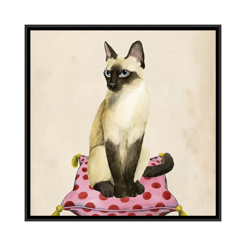 « lady cat ii », reproduction d’impression sur toile, H 18 po x l 18 po x P 1,5 po, Toile avec cadre noir, Pas de tapis