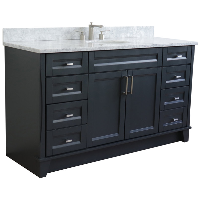 Constantin 61'' Single Bathroom Vanity with Top, White Carrara