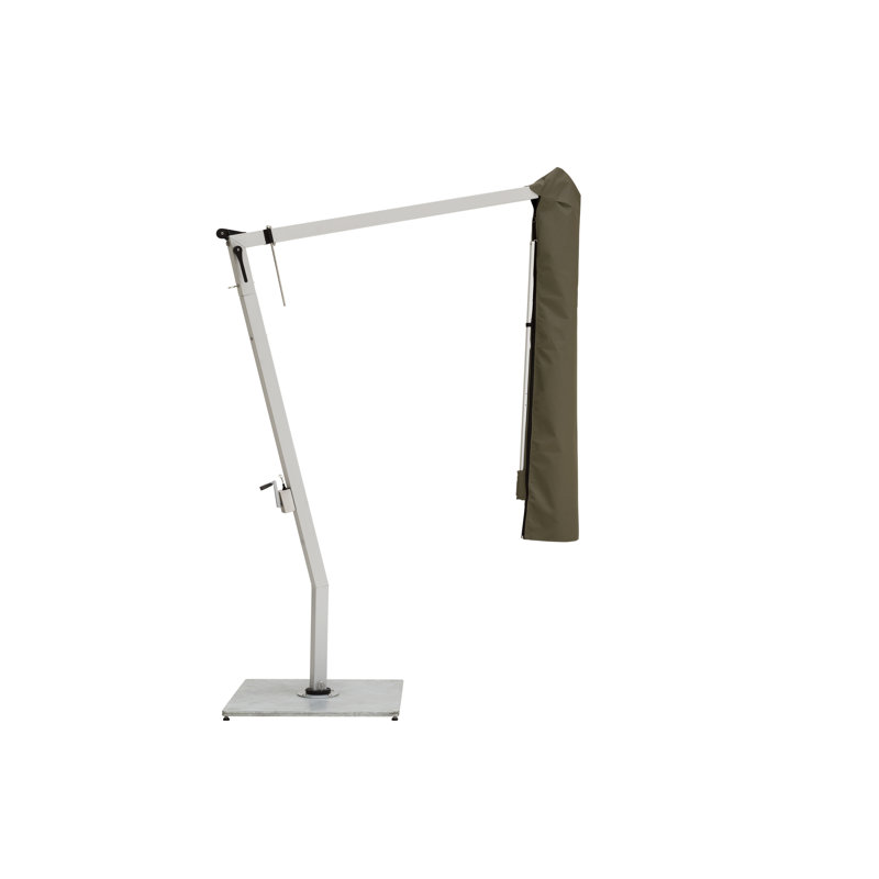 Picollo 10' Square Cantilever Umbrella, Silver Gray, Double Stack Metal Plate