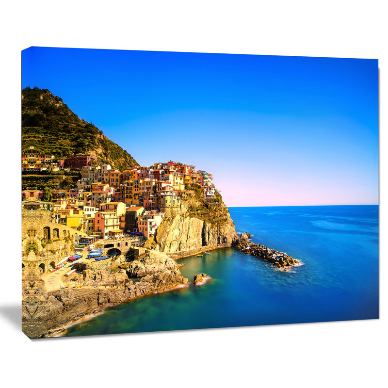 « manarola village mer shore italie », reproduction de photo sur toile tendue, H 8 po x l 12 po x p 1 po