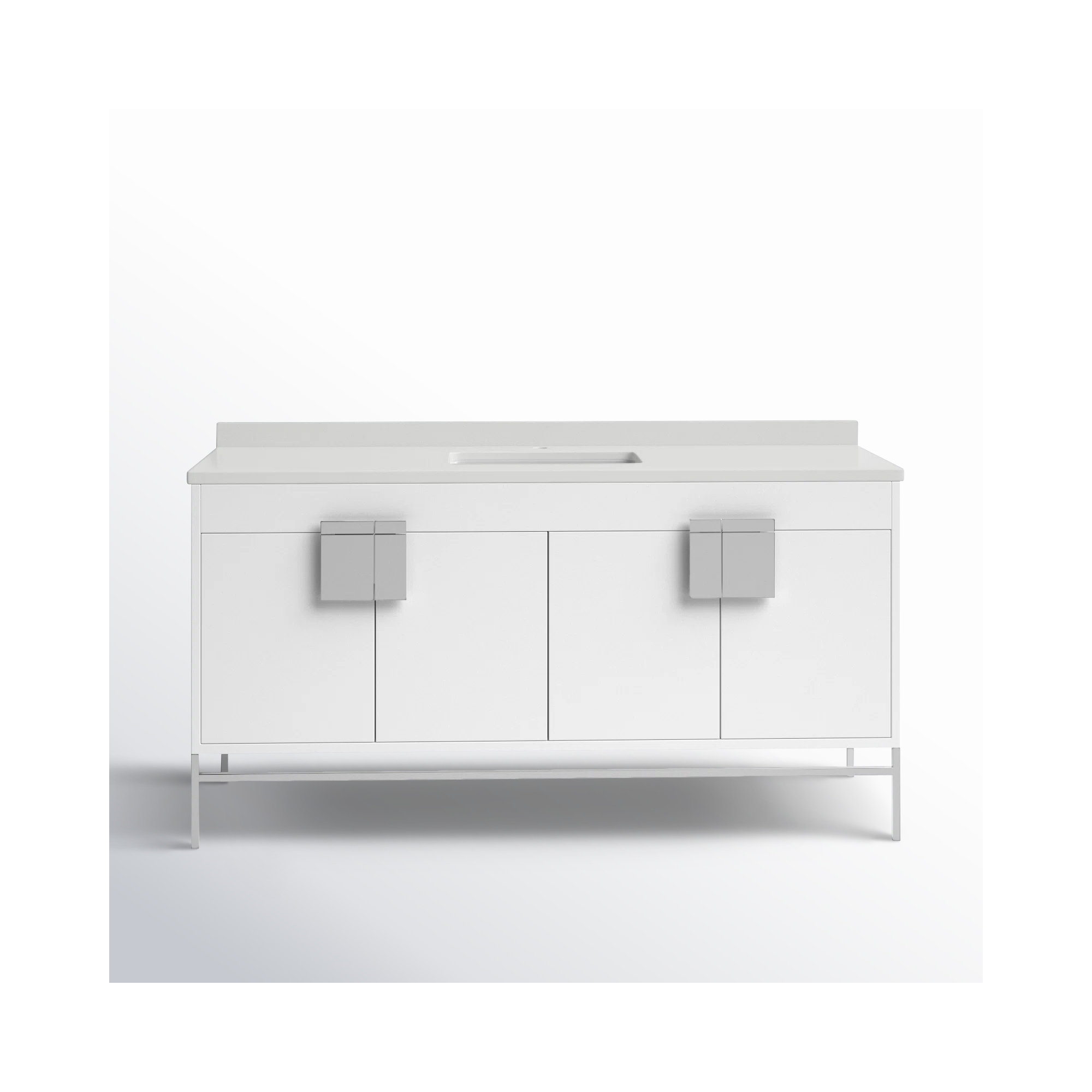 Maisie 60'' Single Bathroom Vanity, White, Polish Chrome