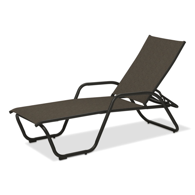 Outdoor Rust-Resistant Metal Chaise Lounge, Beacon Taupe Sunbrella®, Textured Graphite