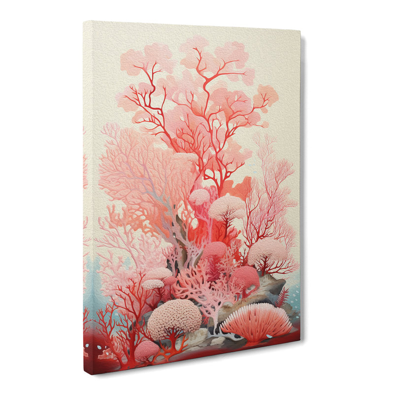 Coral Colour Field - Wrapped Canvas Print, 60cm H x 40cm W x 3cm D