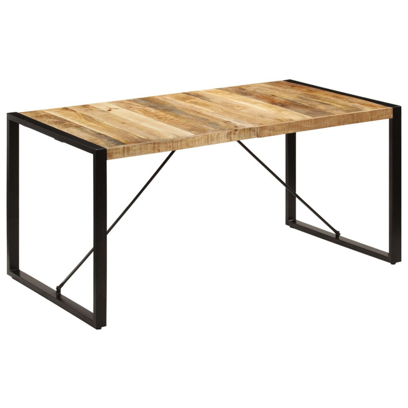 Dining Table Solid Mango Wood, 31.5" W x  63" L, Black