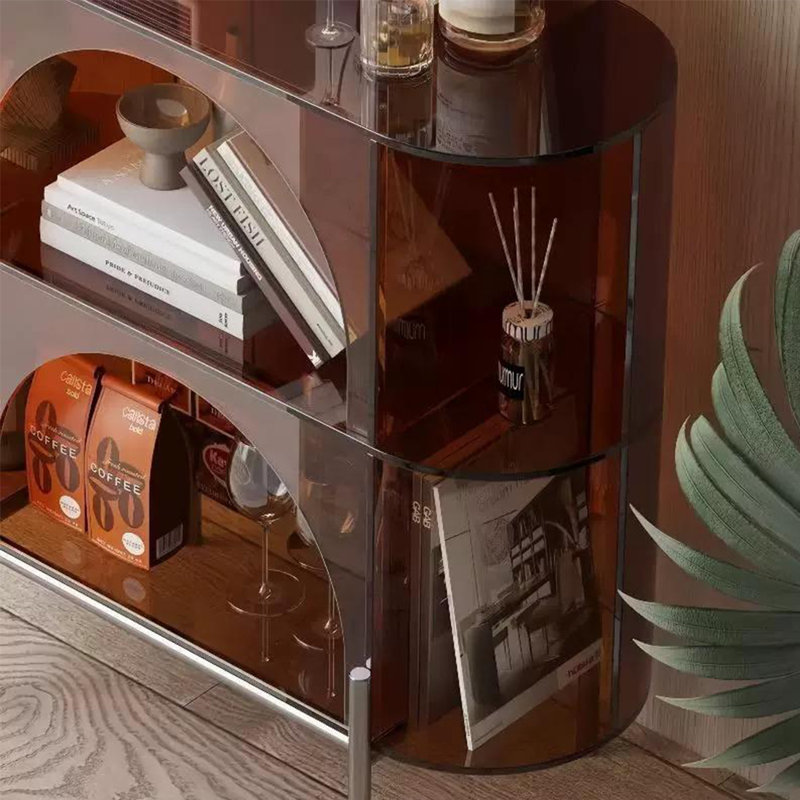 Elliptical acrylic multi-functional bookcase, Tan