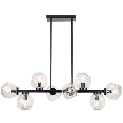 8 Light  Glass Mid Century Chandelier