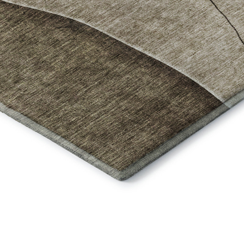 Premium Machine Washable Prisco Brown Rug, Rectangle 1'8" x 2'6"