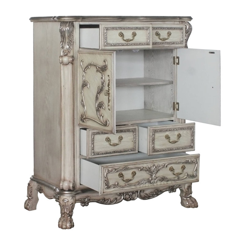 Ira 5 Drawer 42.6" W Gentlemens Chest, Vintage Bone White
