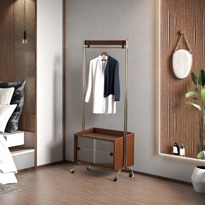 Portemanteau avec armoire de chevet et verre