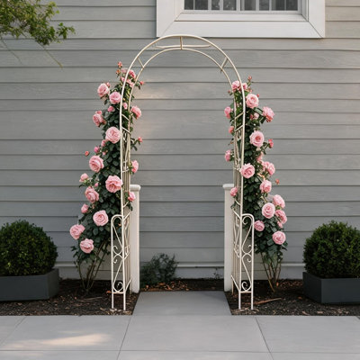Treillis d'arche de jardin en acier galvanisé avec finition thermolaquée, 55 x 14,5 x 94,5 pouces, pour plantes grimpantes et événements
