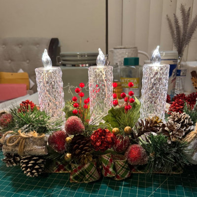 Rose Shadow LED Flameless Candles, 6PCS Romantic Battery Operated Candles Led Pillar Candles for Valentines Romantic Propose Anniversary Wedding Decorations