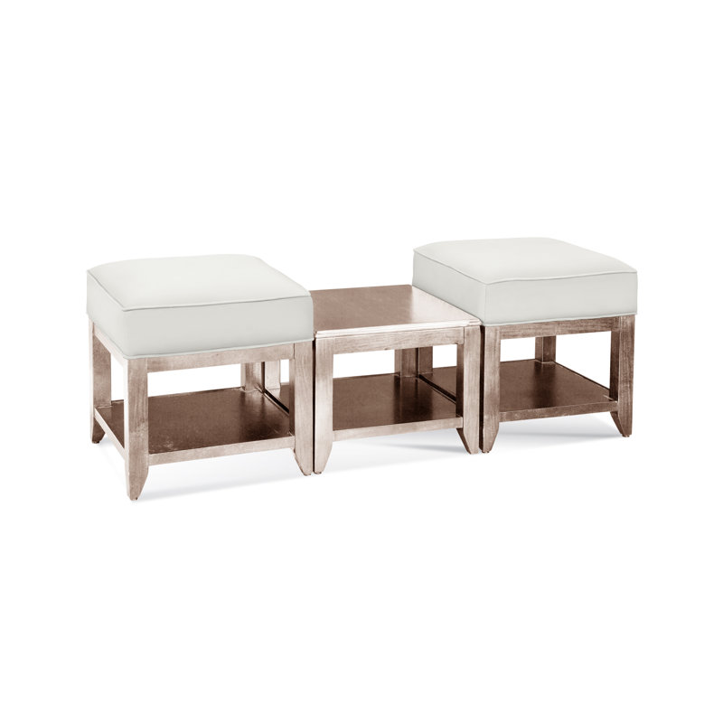 Elements Upholstered Cube Ottoman, Neutral Performance Plaid; 0121-93, Bisque