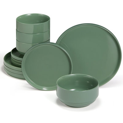 Dinnerware Set, 12 Piece Service for 4, Ceramic, Cambridge Classics