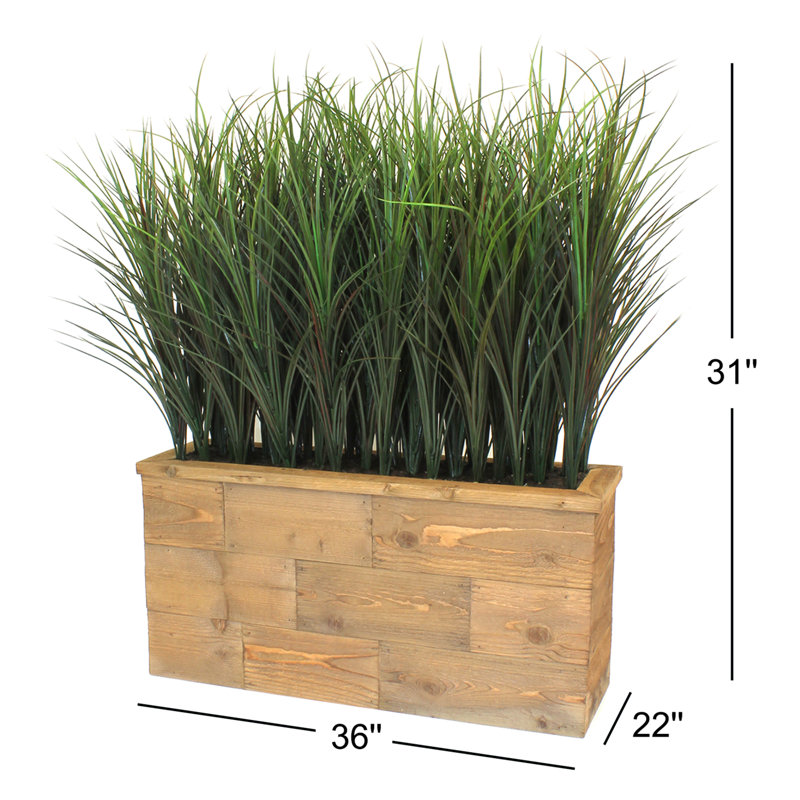 31'' Faux Foliage Grass in Wood Planter