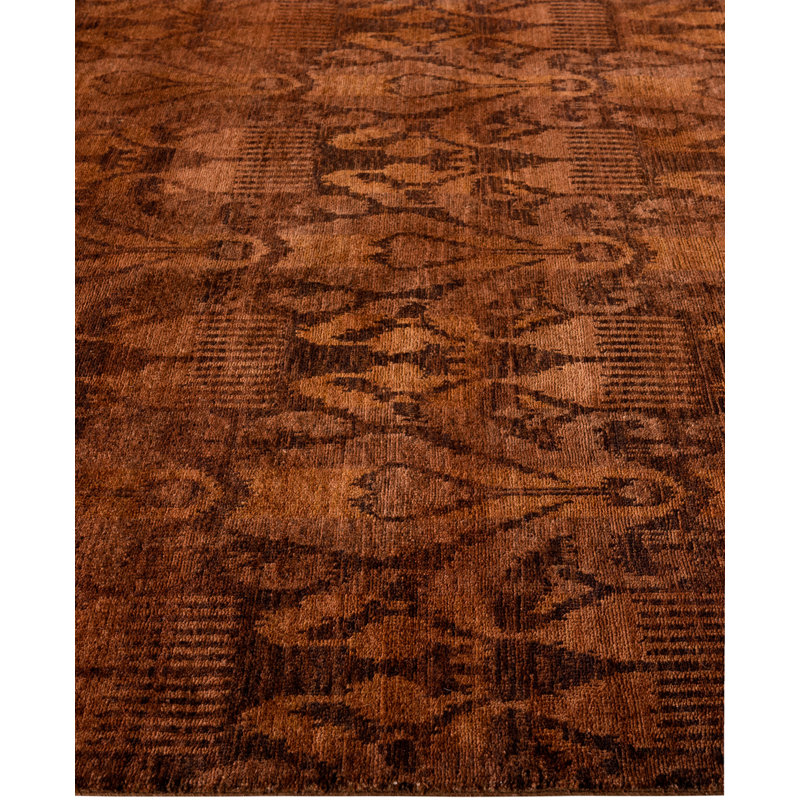 Overdyed Hand-Knotted Wool Modern-Contemporary Brown Area Rug 5' 10" x 9' 1"