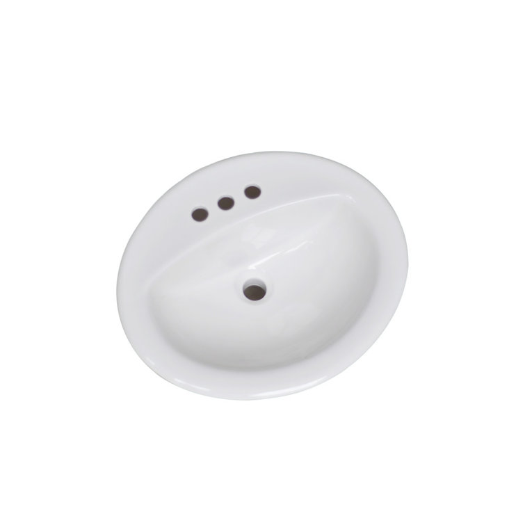 Ceramic Oval Drop-In Bathroom Sink with Overflow