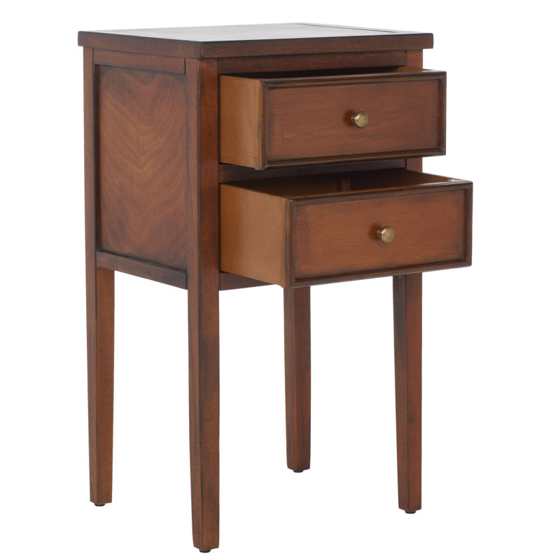 Joanna Solid Wood 2 - Drawer End Table, Brown