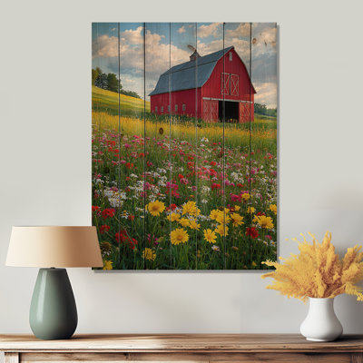 Barnyard In Full Bloom III - Impression sur bois de ferme - sur bois de pin naturel