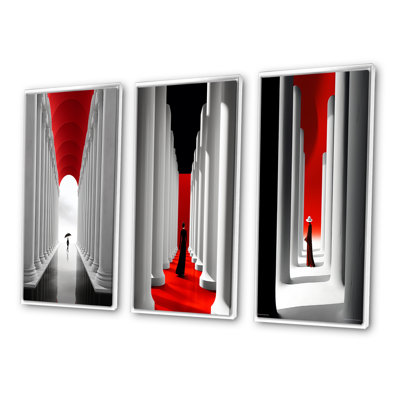 " Wandering On The Way Minimal Architecture I " 3 - Pieces on Canvas