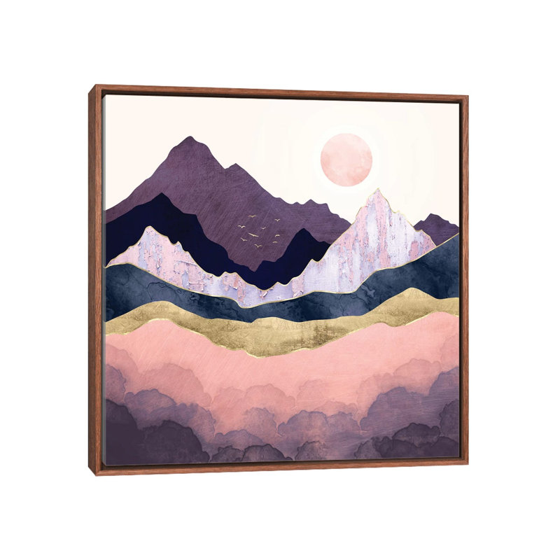 Mauve brume - imprimé, Cadre flottant brun, H 18 po x l 18 po x 1,5 po