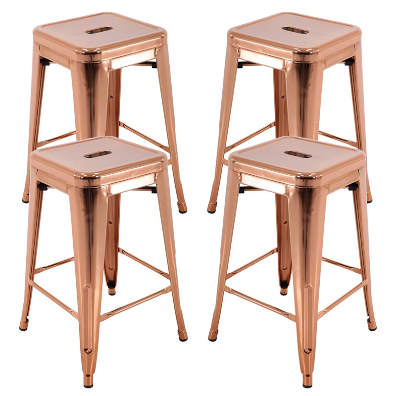 Kohki 24" Counter Stool Metal Bar Stools Counter Height Barstools Backless Indoor/Outdoor Bar Stools Kitchen Counter Stools Chairs(Set of 4)