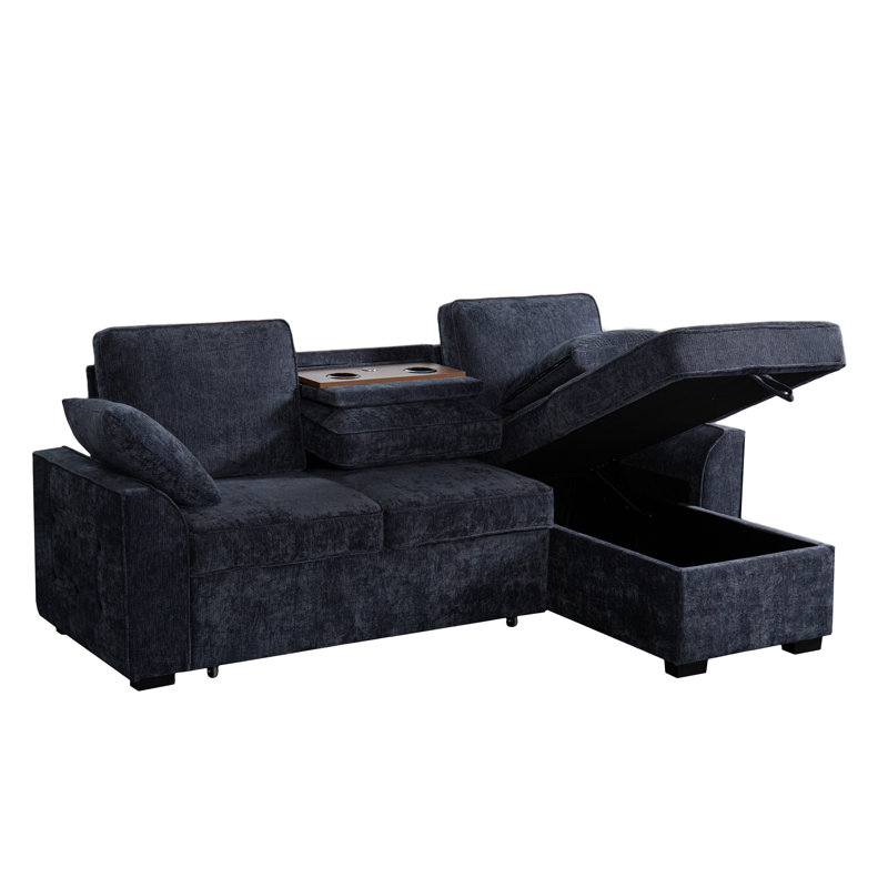 Ensemble de canapé modulaire multi-fonctionnel avec plateau porte-gobelet amovible, chaise de rangement intégrée et dossiers réglables