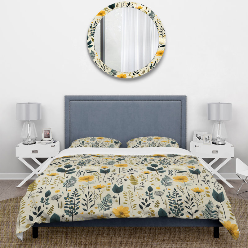 Ensemble de housse de couette Botanical Neutrals Boho, Housse de couette simple + 1 taie décorative stan