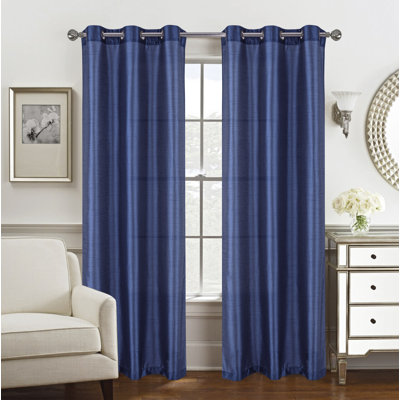 Manvik Faux Silk Window Curtain Panel Pair