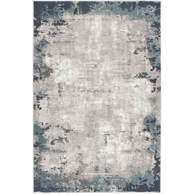 Tapis tissé à la machine 8 pi x 11 pi bleu et ivoire