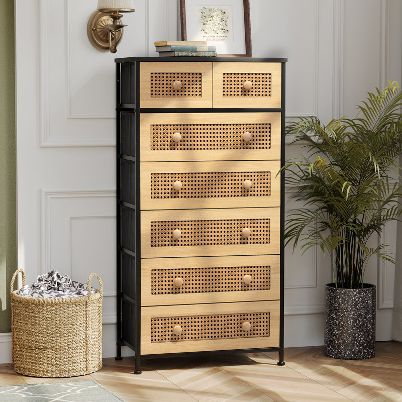 Kirklan 7 Drawer Storage Chest, Black/Nature, Black/Nature