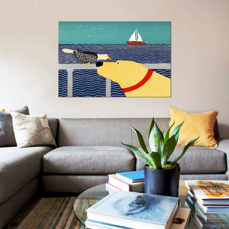 I See A Bird Yellow by Stephen Huneck - Wrapped Canvas Print, 66.04 cm H x 45.72 cm W x 3.175 cm D