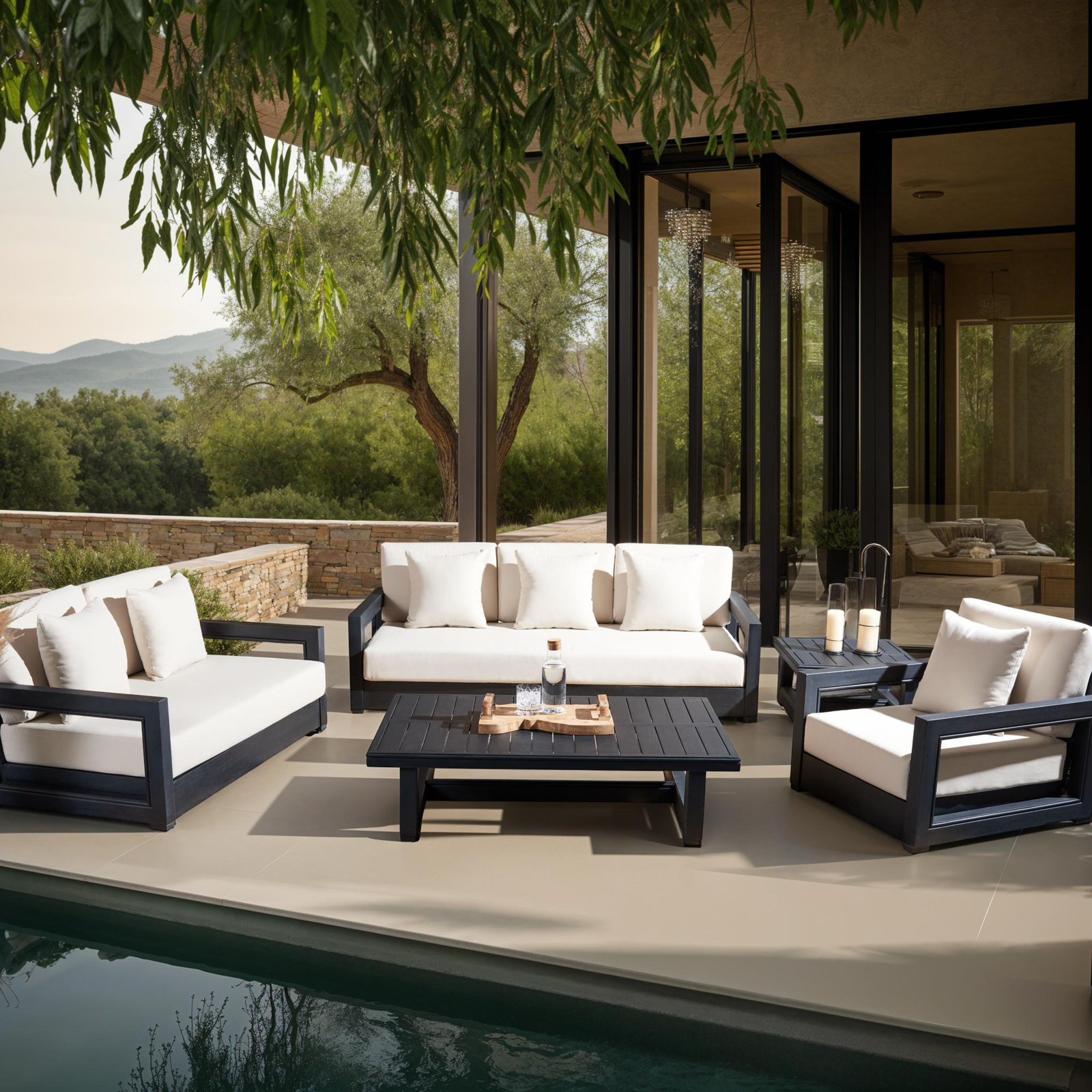Melrose 5 Piece Aluminum Sofa Seating Group with Cushions