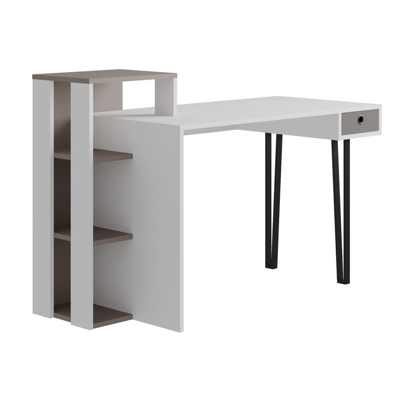 Ottar Writing Desk, White/Light Mocha