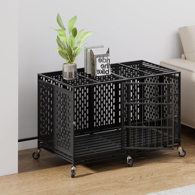 48 Inch Heavy Duty Dog Crate With Wheels, Metal Big Dog Cage For Large And Medium Dogs, Extra Large Xl Xxl Indestructible Dog Crate With Removable Tray.